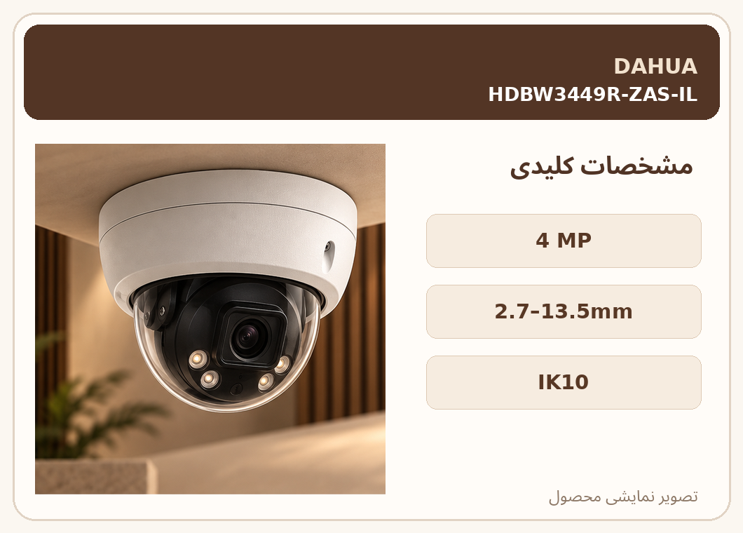 دوربین دام داهوا ۴ مگاپیکسل HDBW3449R-ZAS-IL – تصویر 2