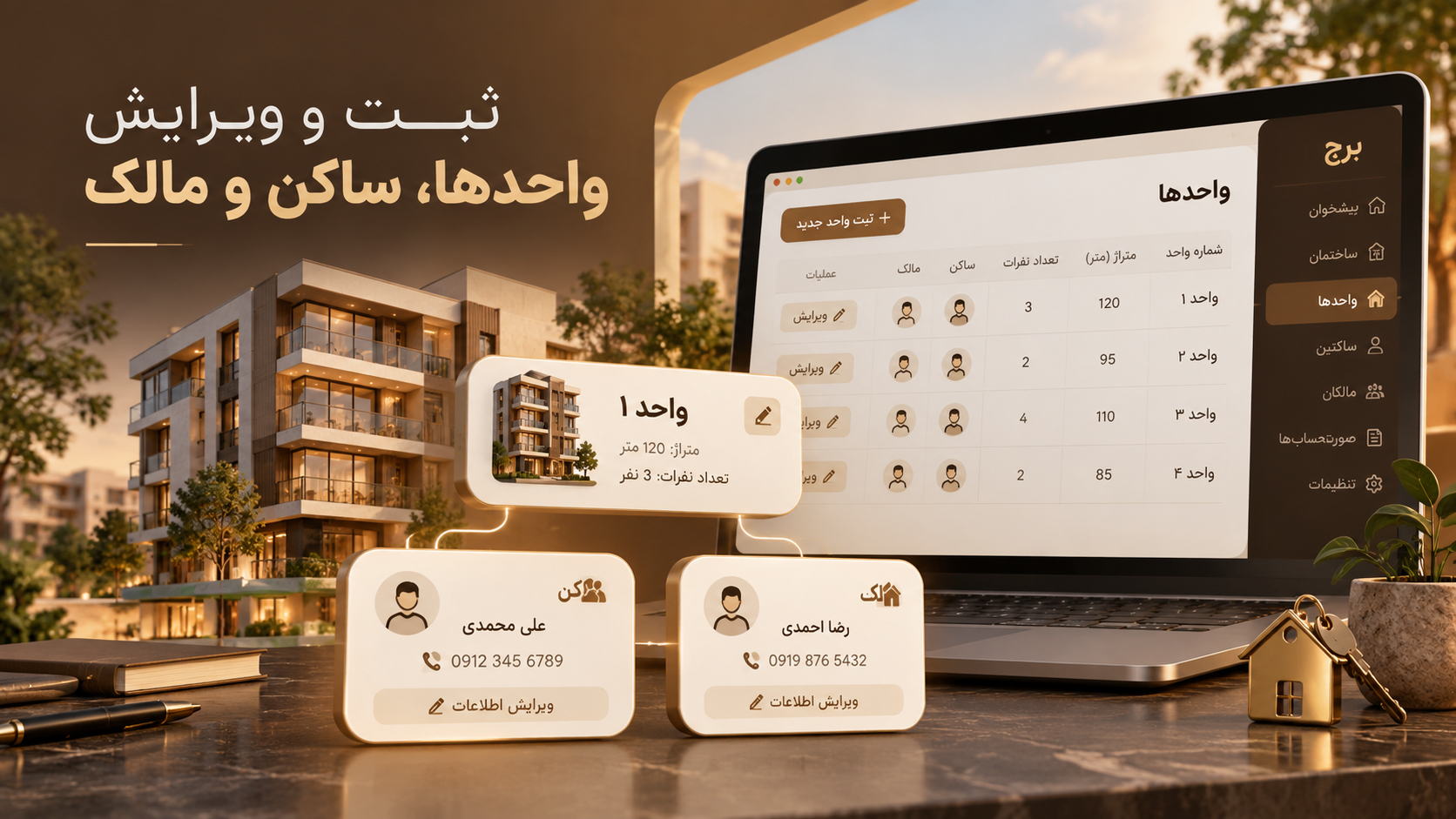 ثبت و ویرایش واحدها، ساکن و مالک