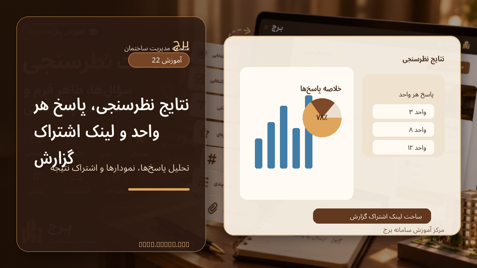نتایج نظرسنجی، پاسخ هر واحد و لینک اشتراک گزارش