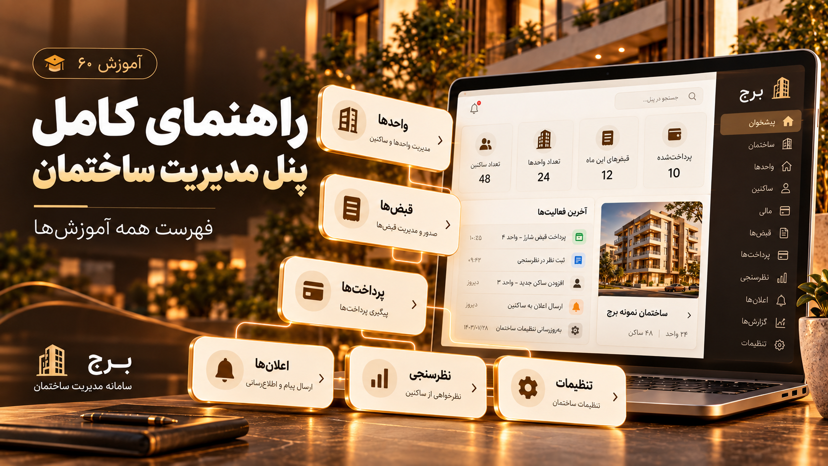 راهنمای کامل پنل مدیریت ساختمان؛ فهرست همه آموزشها